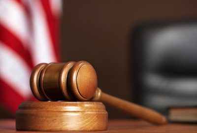 Gavel on court desk